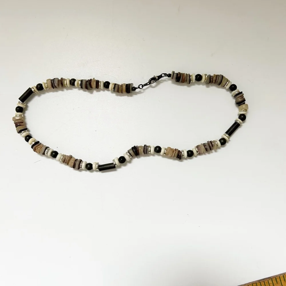 Y2K Surfer Necklace Mixed-Media Brown and White Unisex Unbranded Summer Beach - Picture 9 of 9